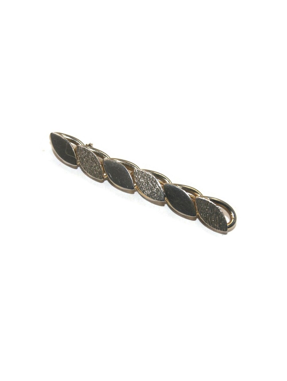 Vintage Smooth and Textured Gold Tone Bar Brooch.